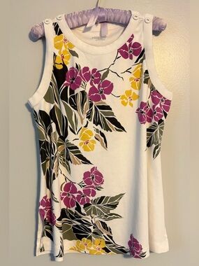 Chico’s Floral Cotton Tank Size 2 (US L)